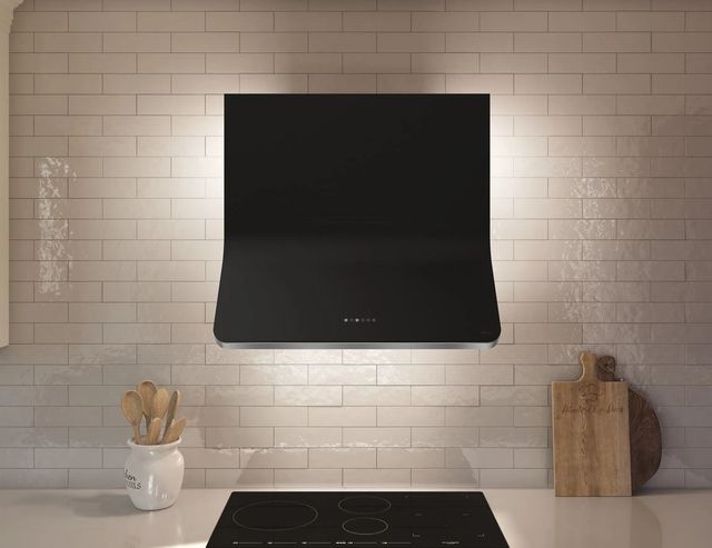 Zephyr Designer Collection Horizon 36" Matte Black Glass Wall Mounted Range Hood-4