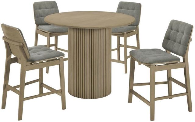 Coaster® Hamlyn 5-Piece Gray/Natural Oak Round Counter Dining Set-0