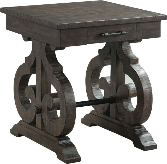 Elements International Stone Smokey Dark Ash Square Side Table-0