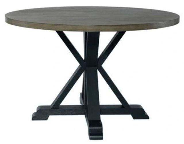 Liberty Furniture Lakeshore Gray Wash Single Pedestal Table with Navy Base-2