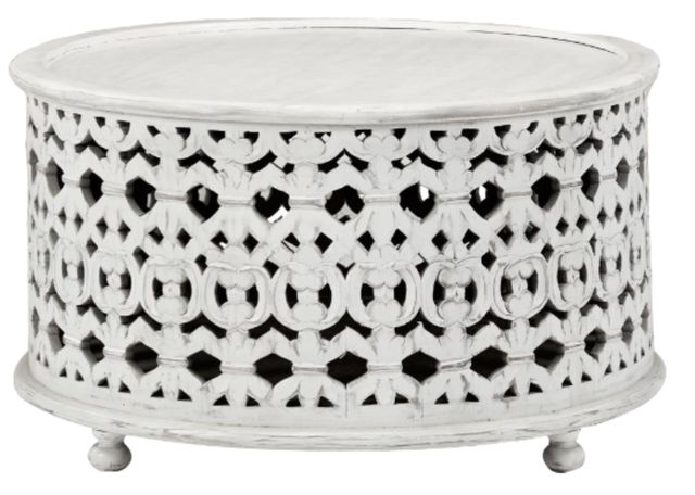 Jaipur Furniture Marguerite White Wash Round Coffee Table-0