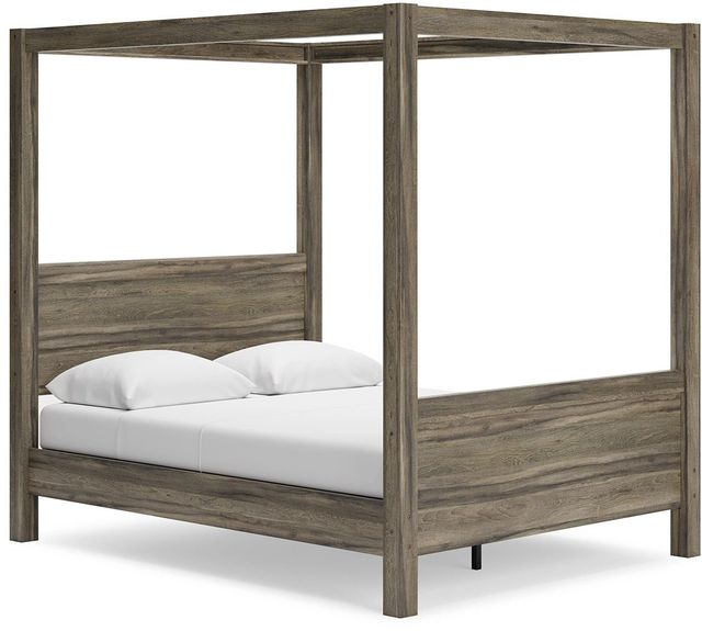 Signature Design by Ashley® Shallifer 4-Piece Brown Queen Canopy Bed Set-1