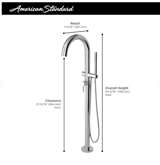 American Standard Contemporary Brushed Cool Sunrise Round Freestanding Bathtub Filler with Lever Handle Faucet for Flash® Rough-In Valve-2