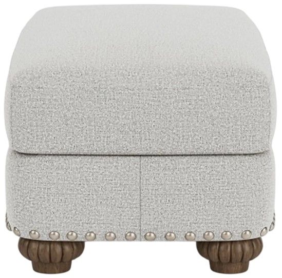 Flexsteel® Patterson Silver Glacier Ottoman with Nailhead Trim-2