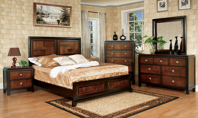 Furniture of America® Patra Acacia/Walnut King Bed-1