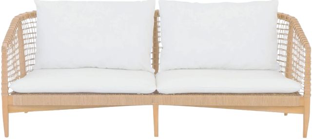 Moe's Home Collection Kuna Natural Teak Outdoor Sofa with White Cushions-1
