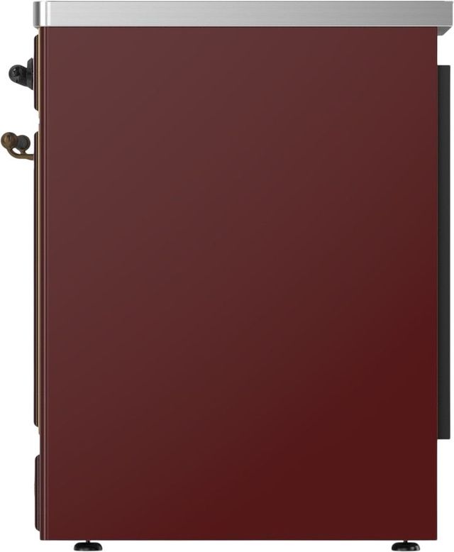 Ilve® Majestic III 30" Burgundy Pro Style Induction Range with Triple Glass Door and Burnished Trim-3
