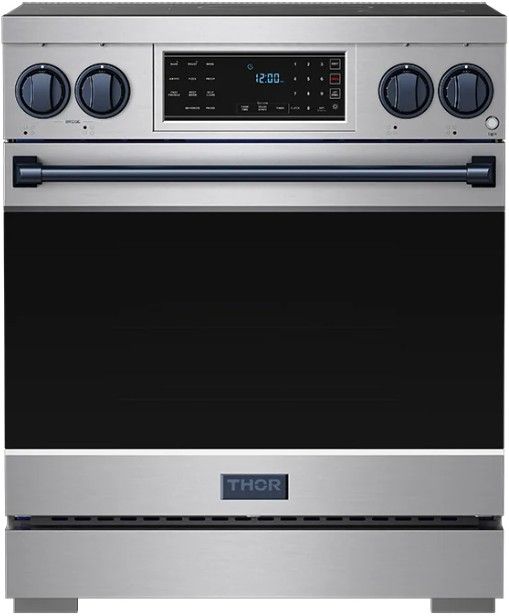 Thor Kitchen® Gordon Ramsay Collection 30" Stainless Steel Pro Style Induction Range with Tilt Panel Touch Control and Blue Trim-0