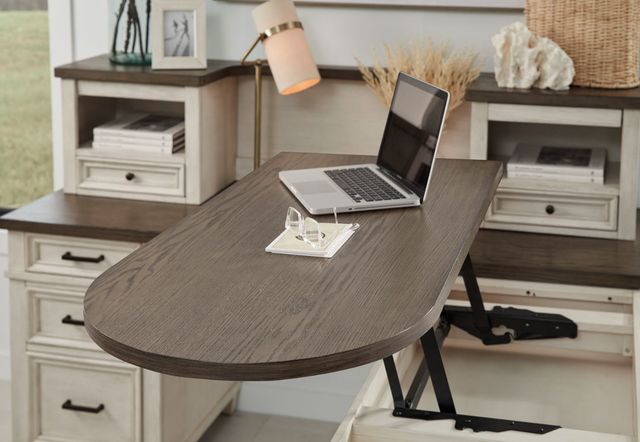 aspenhome® Caraway Pedestal Desk with Hutch and Return-3