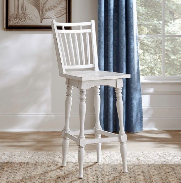 Liberty Furniture Magnolia Manor Antique White Spindle Back Swivel Bar Stool-1