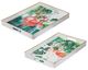 A & B Home 2-Piece Green/Red/White Flamingo Rectangular Tray Set-0