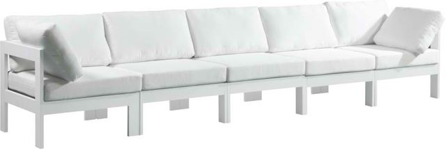 Meridian Furniture Nizuc 5-Piece White Outdoor Patio Modular Sofa-0