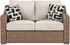 Signature Design by Ashley® Beachcroft Beige/Brown Aluminum/Resin Outdoor Loveseat with Cushion-1