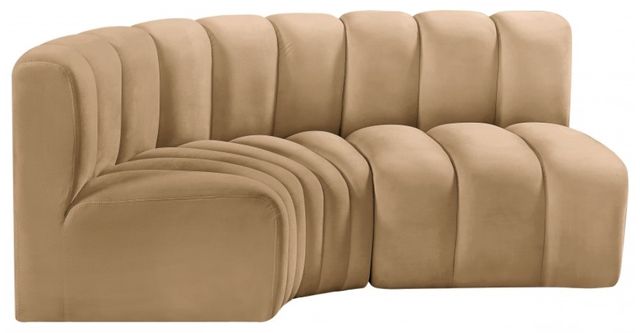 Meridian Furniture Arc 3-Piece Camel Velvet Sectional-0