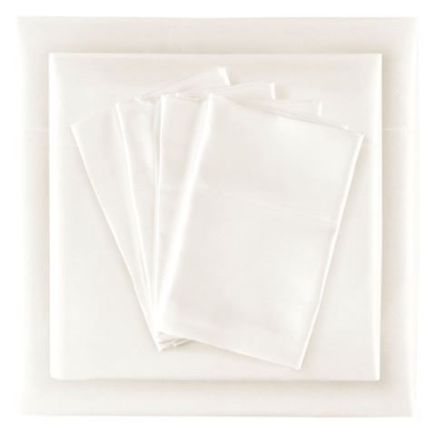 Olliix by Madison Park Essentials Satin 6 Pieces Ivory King Wrinkle-Free Luxurious Sheet Set-0