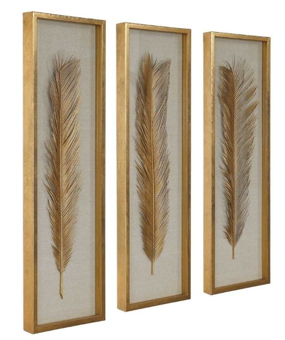 Uttermost® Palma 3-Piece Gold Shadow Boxes Wall Art Set-4