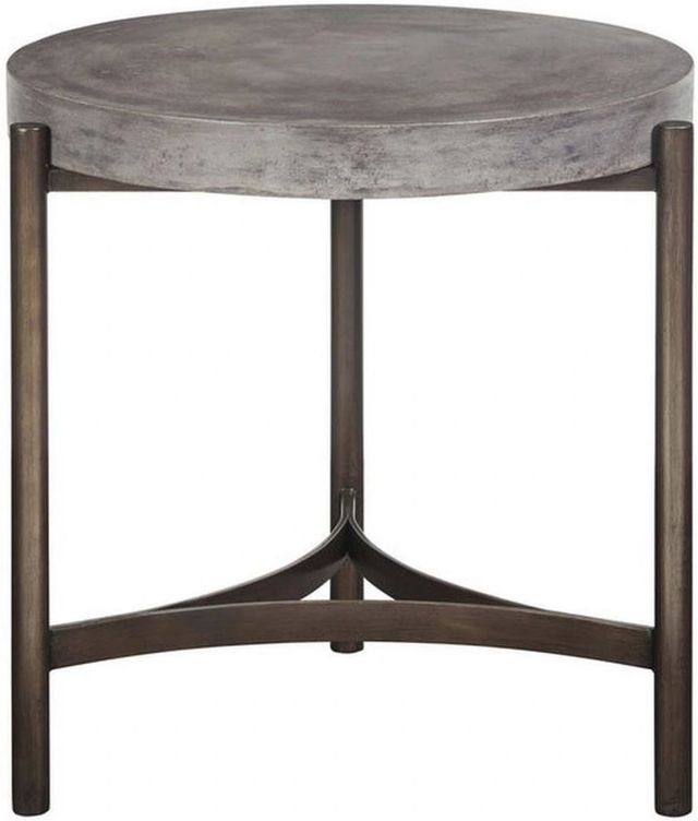 Modus Furniture Lyon Gray End Table with Brushed Bronze Base-2