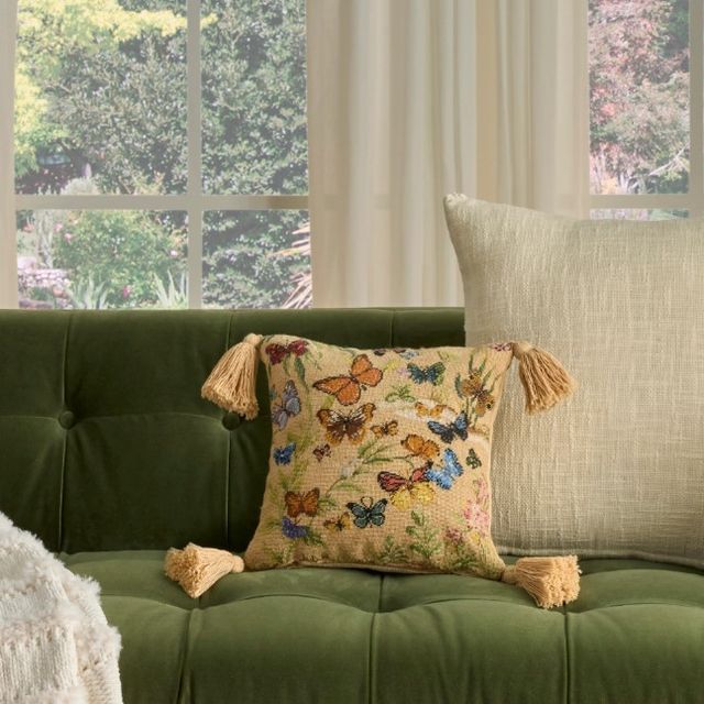 Nourison Home™ Mina Victory Vintage Pillow Blush 12"x12" Throw Pillow-3