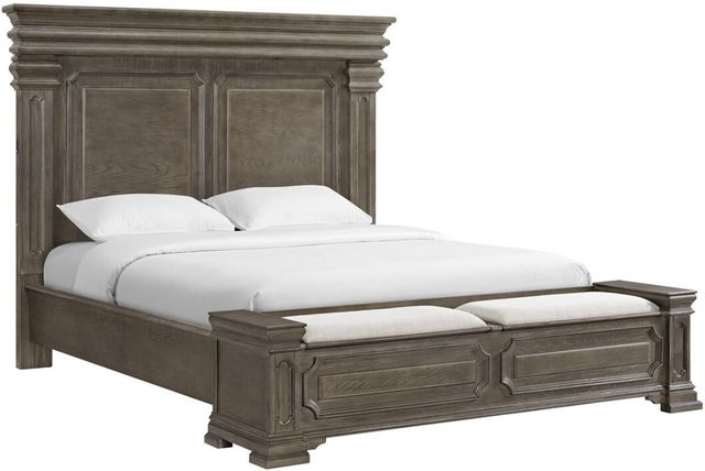Elements International Kings Court Gray King Panel Storage Bed-0