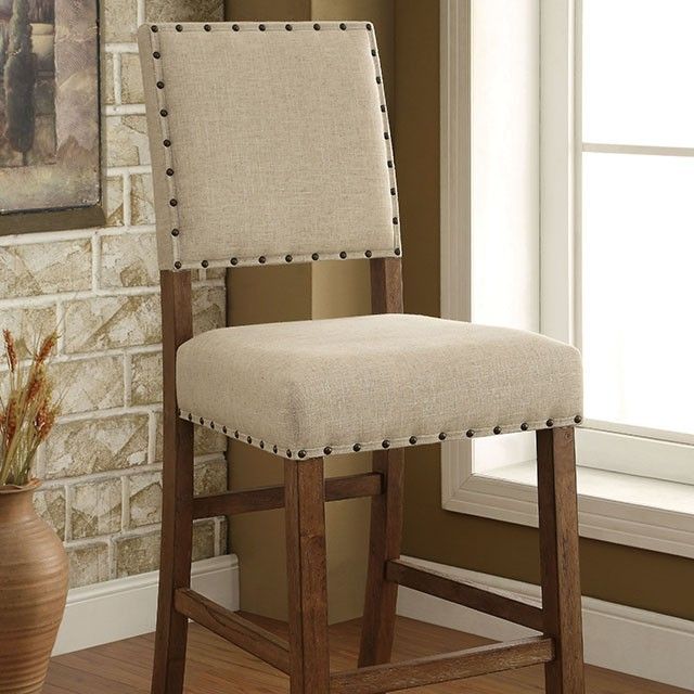 Furniture of America® Sania 2-Piece Ivory/Rustic Oak Bar Chair Set-2