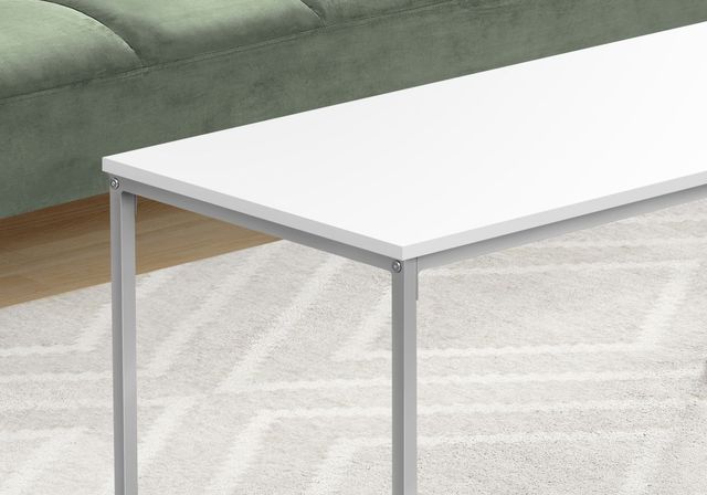 Monarch Specialties Inc. White 40"L Coffee Table with Silver Metal Legs-2