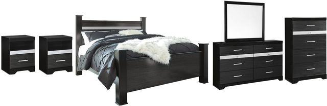 Signature Design by Ashley® Starberry 6-Piece Black King Poster Bed Set-0