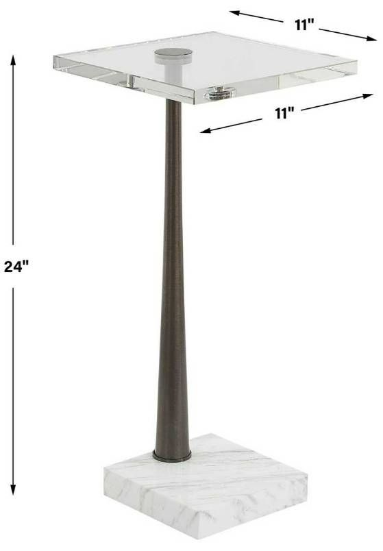 Uttermost® Pelton Glass Top Drink Table with Black/White Base-2