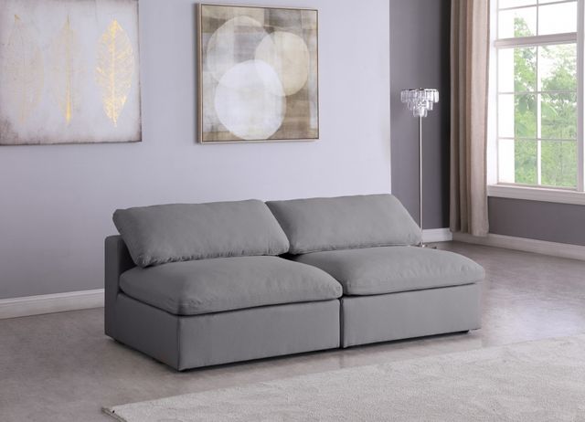 Meridian Furniture Serene Grey Linen Fabric Deluxe Cloud Modular Armless Sofa-2