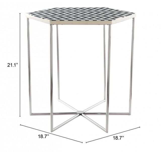 Zuo® Modern Forma Zebra Patten Side Table with Chrome Base -3
