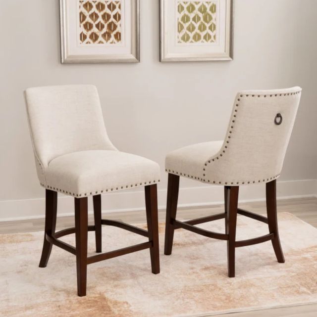 Powell® Auden Beige/Natural Espresso Counter Stool-1