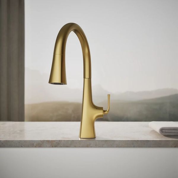 KOHLER® Graze® Vibrant Brushed Moderne Brass Touchless Kitchen Sink Faucet with 3-Function Sprayhead-3