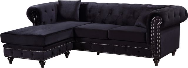 Meridian Furniture Sabrina 2-Piece Black Velvet Reversible Sectional-1