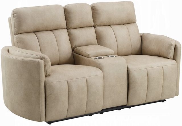 ACME Furniture Elison Dark Beige Manual Reclining Loveseat with Console-0