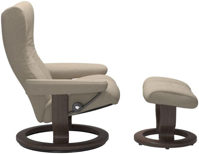Stressless® by Ekornes® Customizable Wing Medium Manual Recliner and Ottoman with Classic Base-2