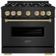 ZLINE Classic Series Autograph Edition 36" Black Stainless Steel Pro Style Gas Range with Champagne Bronze Accents-0