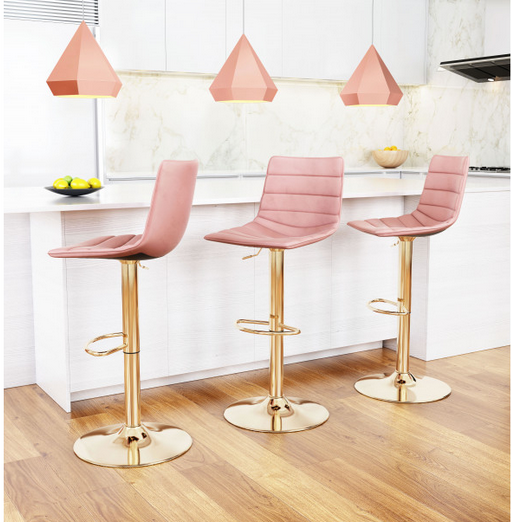 Zuo® Modern Prima Pink/Gold Bar Chair-2