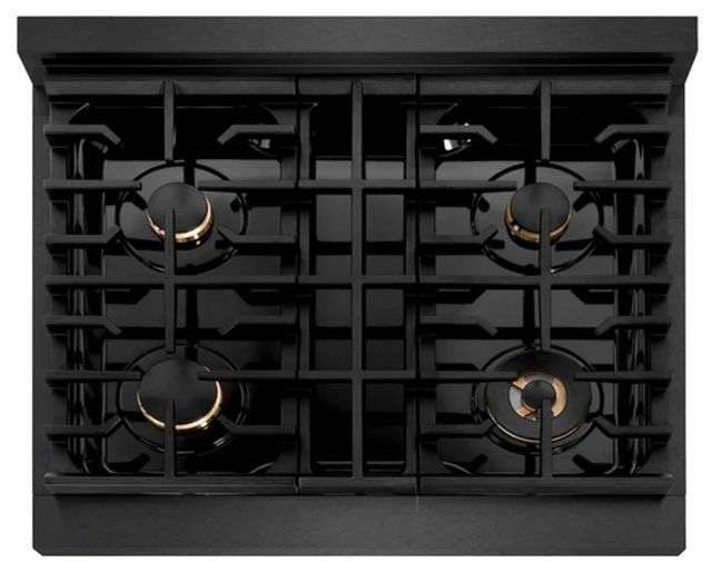 ZLINE Autograph Edition Paramount 30" Black Satin Stainless Steel/Polished Gold Gas Range with 4 Burner Cooktop and Convection Gas Oven-3