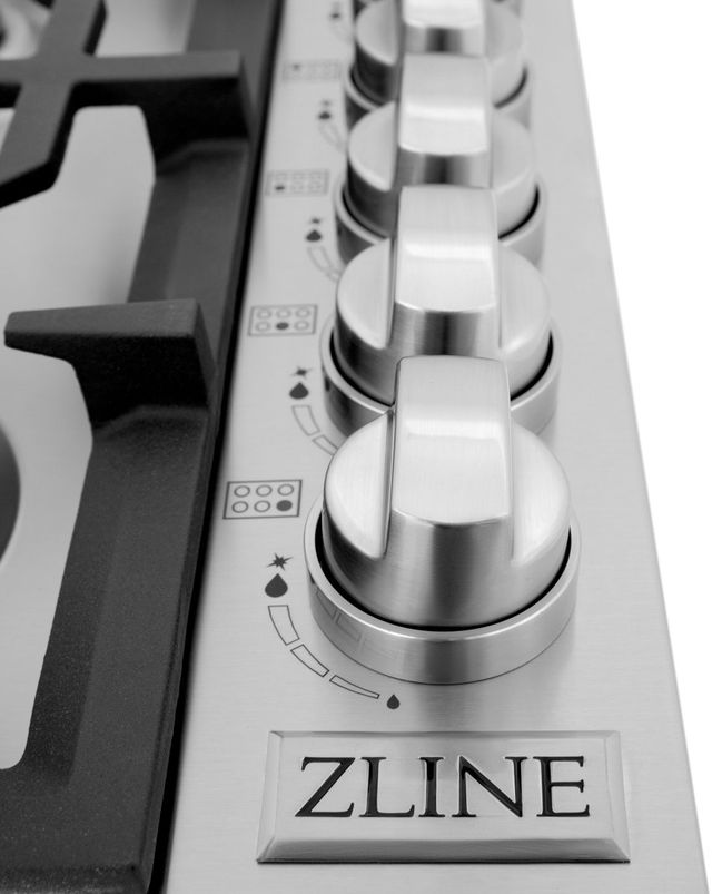 ZLINE 36" Stainless Steel Gas Cooktop with 6 Brass Burners-3