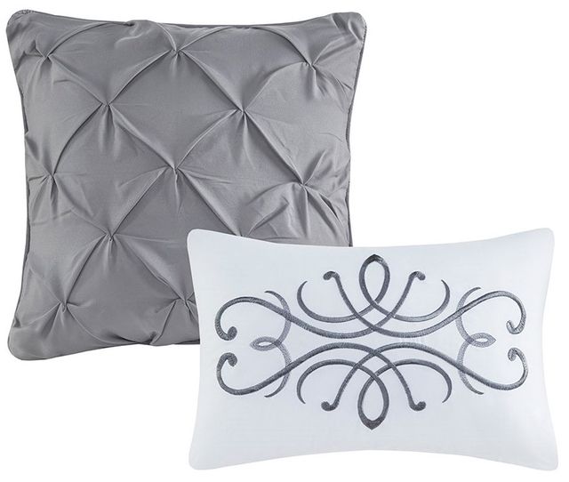 Olliix by Madison Park Flourish 8 Pieces Gray Queen Jacquard Comforter Set-3