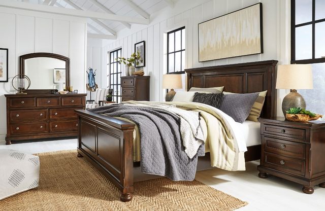 Millennium® by Ashley Porter 5-Piece Rustic Brown California King Panel Bed Set-5