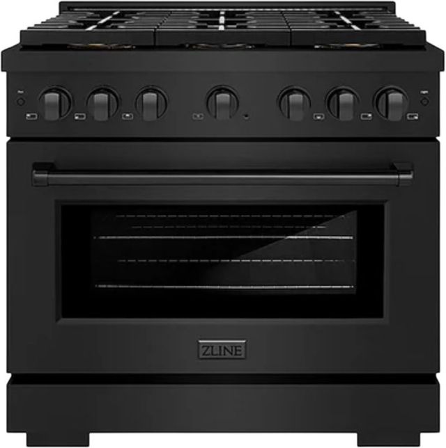 ZLINE Paramount Series 36" Black Stainless Steel Pro Style Gas Range with 6 Burner DuoPro™ Cooktop and Convection Gas Oven -0