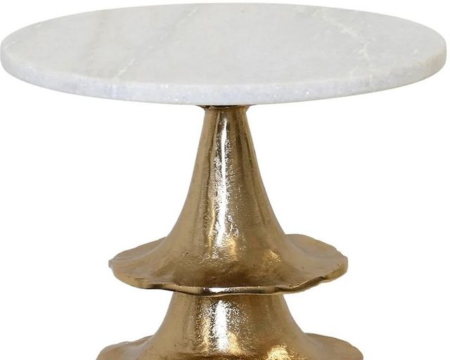 Harp & Finial® Roth White Small End Table with Champagne Base-1