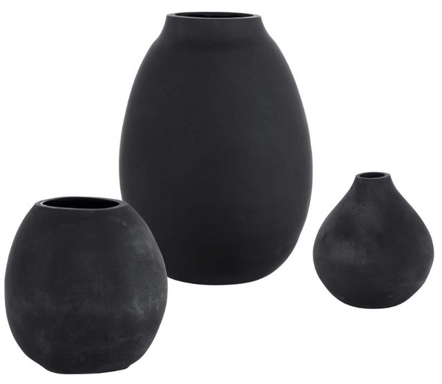 Uttermost® Hearth 3-Piece Matte Black Vase Set-0
