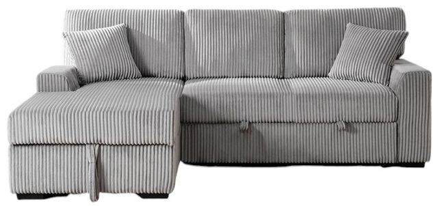 Milton Greens Stars 2-Piece Light Gray Left Hand Facing Pull Out Bed Sectional and Storage Chaise-3