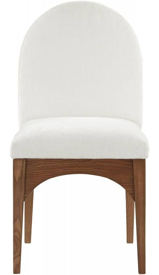 Meridian Furniture Waldorf Cream/Walnut Chenille Upholstered Dining Chair-1