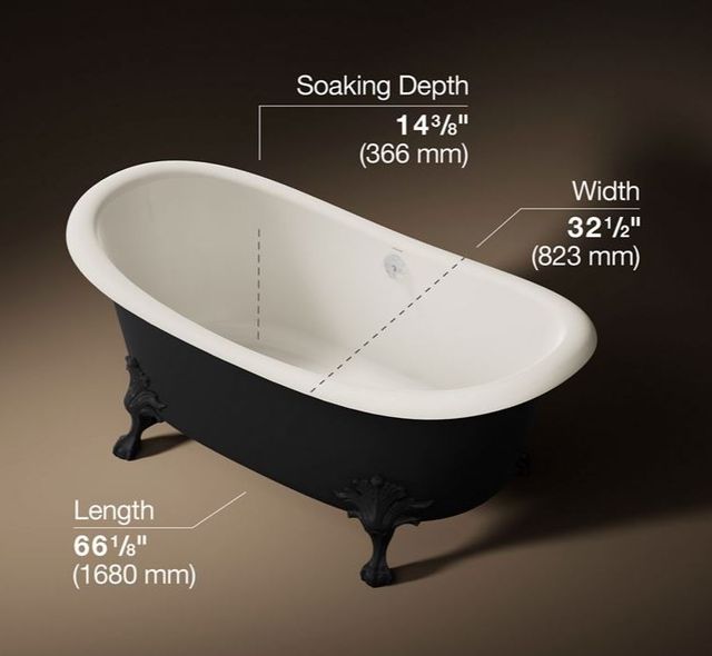 KOHLER® Artifacts™ Biscuit 66.13" X 32.5" Freestanding Bath-4