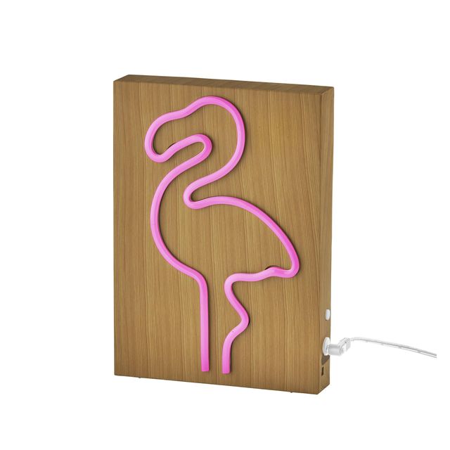 Adesso® Wood Framed Neon Flamingo Table/Wall Lamp-0