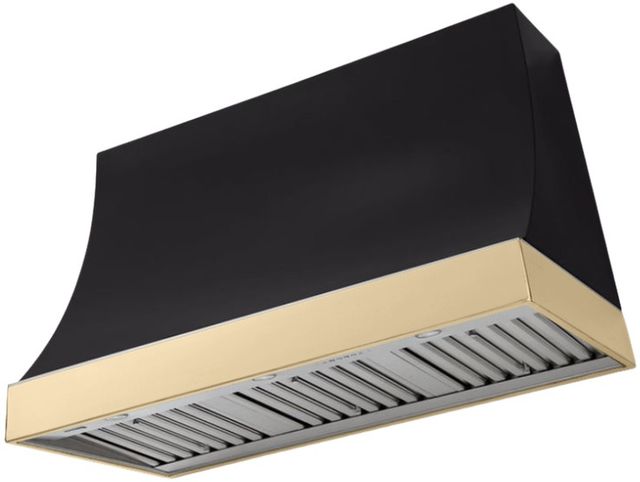 AGA Marquee 48" Matte Black Wall Mounted Range Hood  with Polished Brass Trim-0