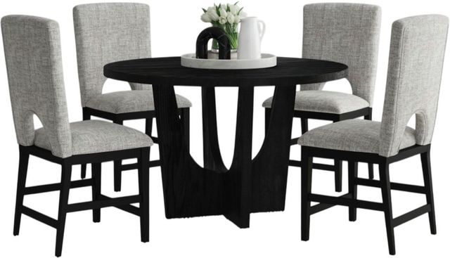 Elements International Oregon 5-Piece Gray Counter Dining Set with Black Base-0