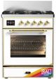Ilve® Majestic III 30" Custom Pro Style Dual Fuel Natural Gas Range with 5 Black Brass Burners and Brass Trim-0